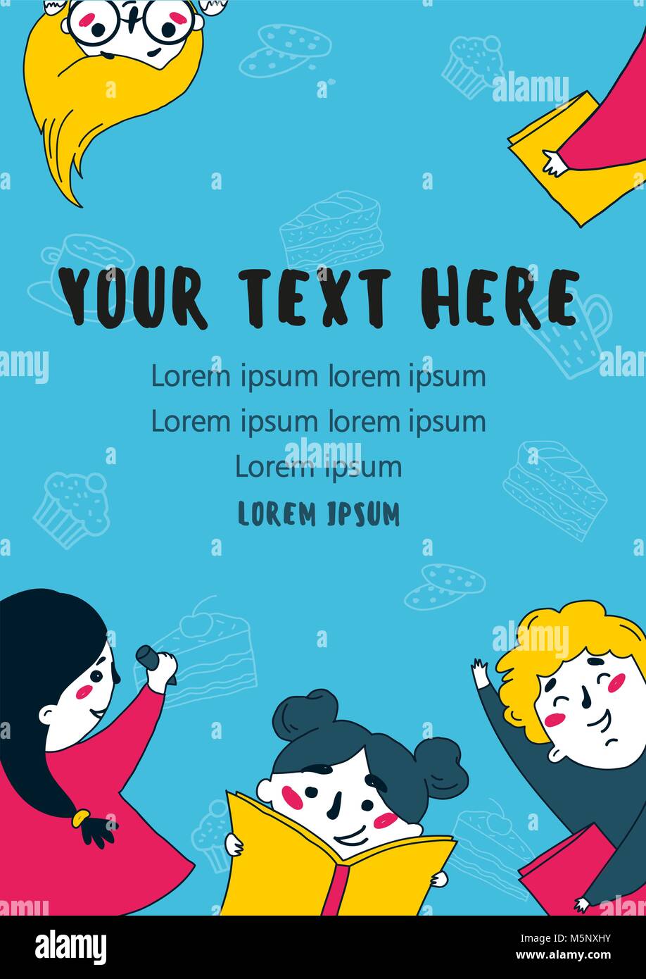 Many children reading books flat illustration Stock Vector Image & Art