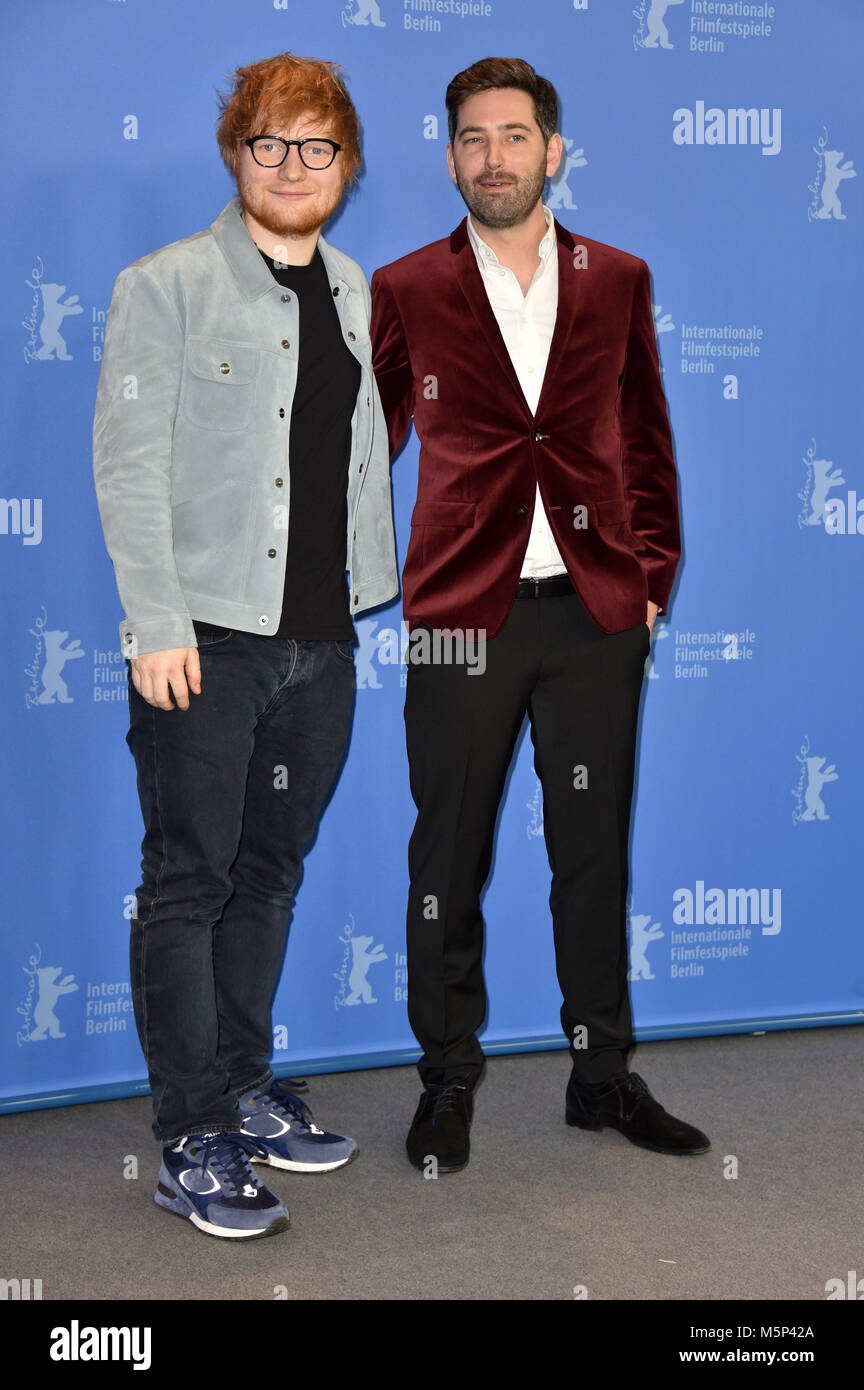 Berlin, Germany. 23rd Feb, 2018. Ed Sheeran and Murray Cummings during the 'Songwriter' photocall at the 68th Berlin International Film Festival/Berlinale 2018 on February 23, 2018 in Berlin, Germany. | usage worldwide Credit: dpa/Alamy Live News Stock Photo