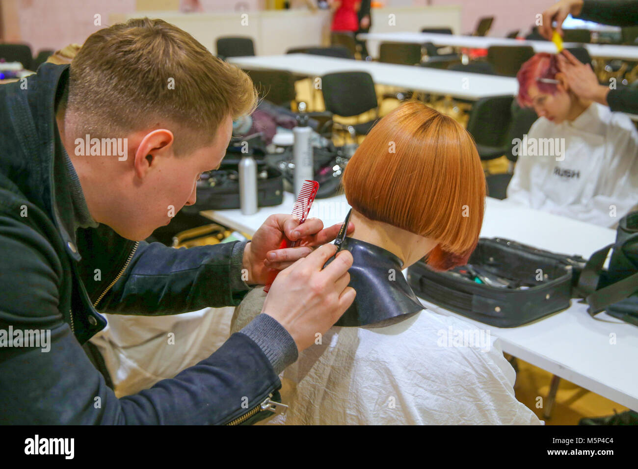 London UK 25 February 2018 Professional Beauty London open in London celebrating its 30 anniversary,the event that brings the lates products in hairdressing and beauty brought thousands of people to London excel to buy  products and to see live hair dresing demonstrations Credit: Paul Quezada-Neiman/Alamy Live News Stock Photo