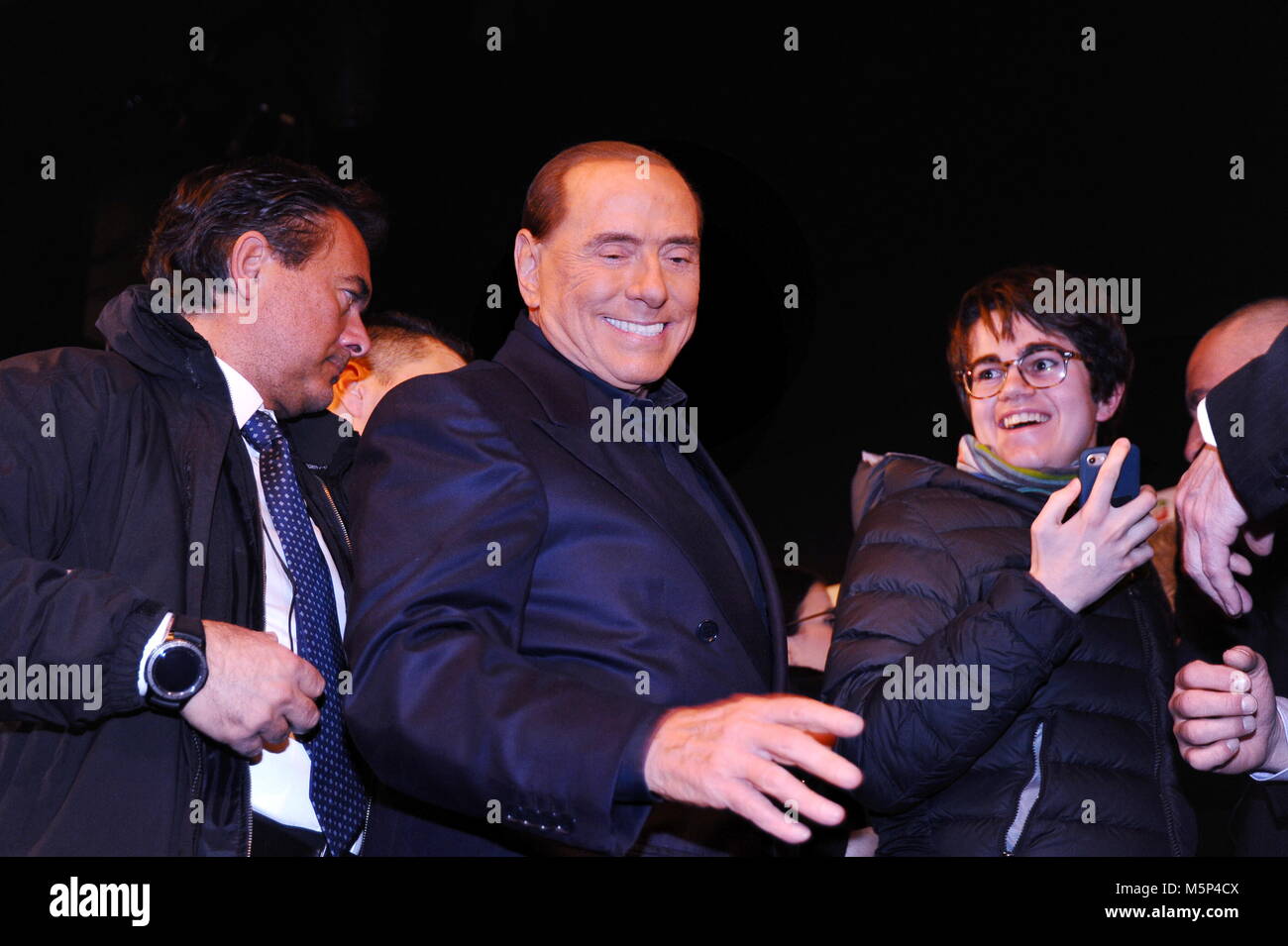 Milan, Election speech of Silvio Berlusconi at the Manzoni Theater ...