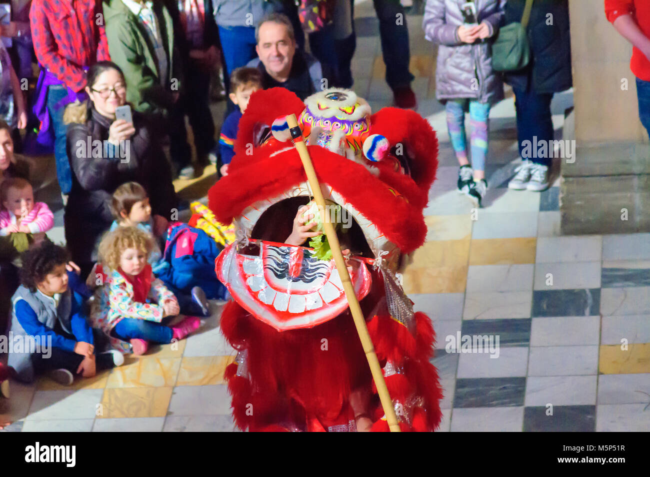 Glasgow, Scotland, UK. 25th February, 2018. Ricefield Arts and Cultural Centre  celebrate the Chinese New Year of the dog with a performance in The Kelvingrove Art Gallery and Museum. Credit: Skully/Alamy Live News Stock Photo