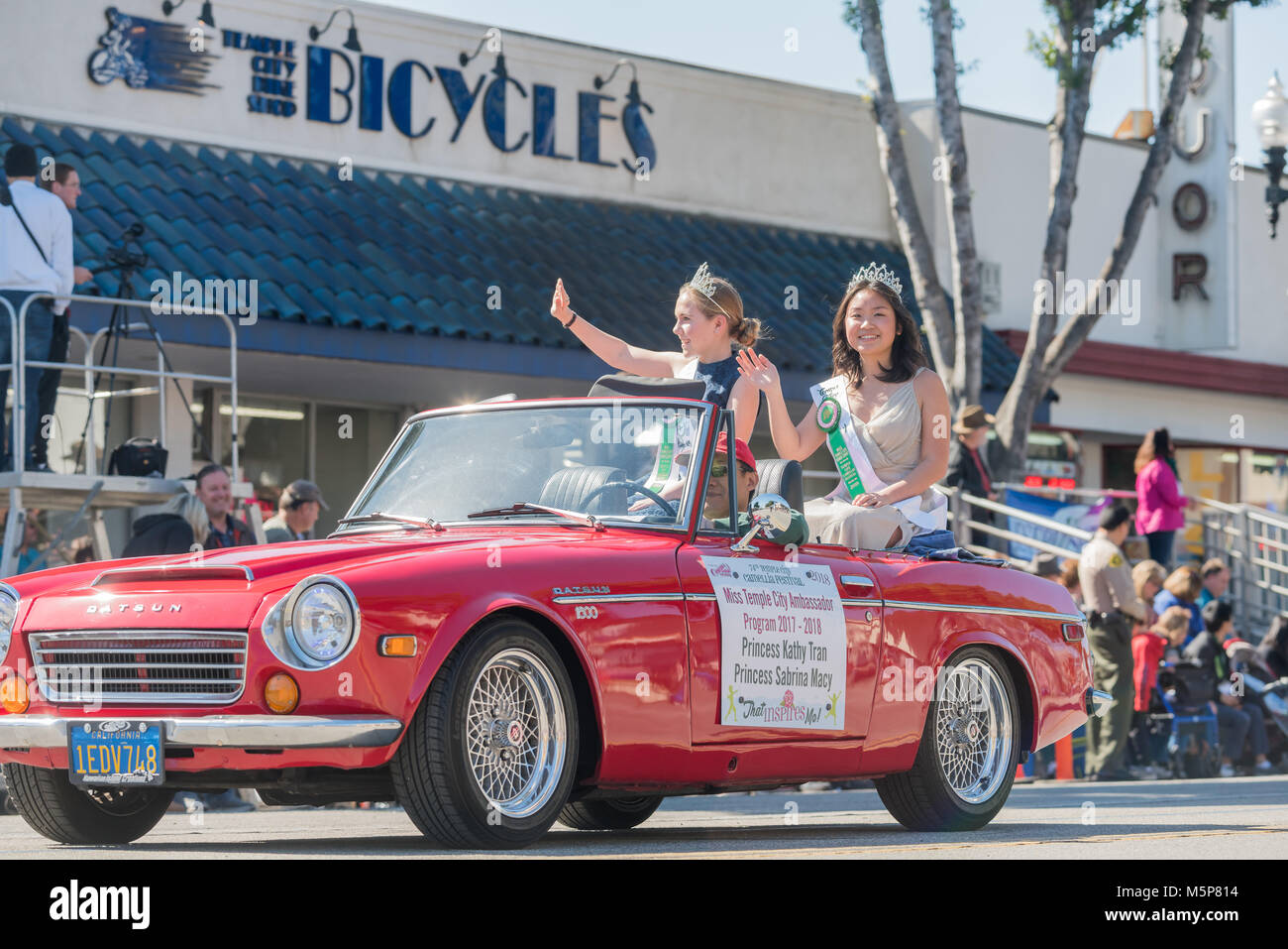 Temple City, Los Angeles, California, USA. 24th February, 2018. Miss Temple City of the famous 74th Camellia Festival Parade on FEB 24, 2018 at Temple City, Los Angeles County, California Credit: Chon Kit Leong/Alamy Live News Stock Photo