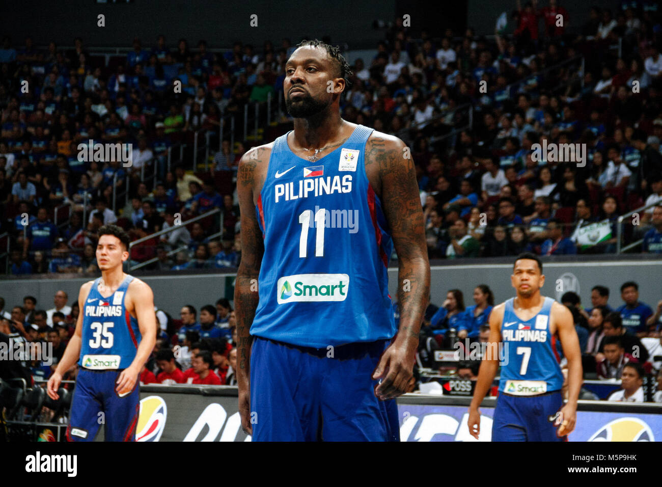 Philippines. 25th Feb, 2018. Andray Blatche (11) looks on during the qualifying game at the MOA Arena. The Philippine and Japanese basketball team met at the hardcourt of the Mall of Asia Arena in Pasay City, for the FIBA World Cup 2019 Asian Qualifiers. The Philippines won over Japan, 89-84. Credit: J Gerard Seguia/ZUMA Wire/Alamy Live News Stock Photo