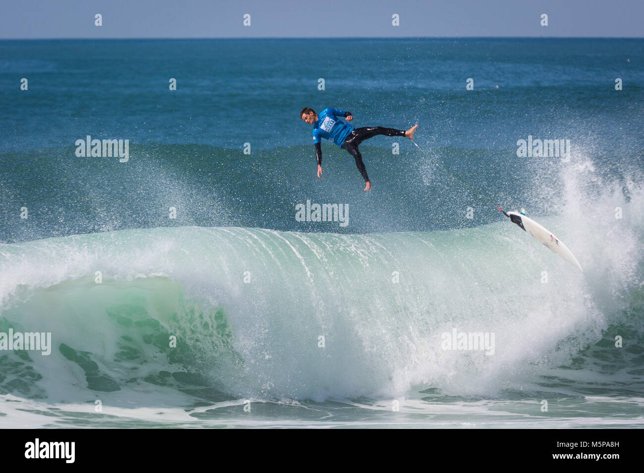 February 24, 2018 - NazarÃ, Leiria, Portugal - Surfer: Filipe Jervis, Portuguese seen at the CapÃtulo Perfeito event..An event that brings together some of the best free surfers in the country and the world in a tube competition at Praia do Norte, NazarÃ©. It happened on the 24th of February and the winner was William Aliotti. (Credit Image: © Capitulo Perfeito-023.jpg/SOPA Images via ZUMA Wire) Stock Photo