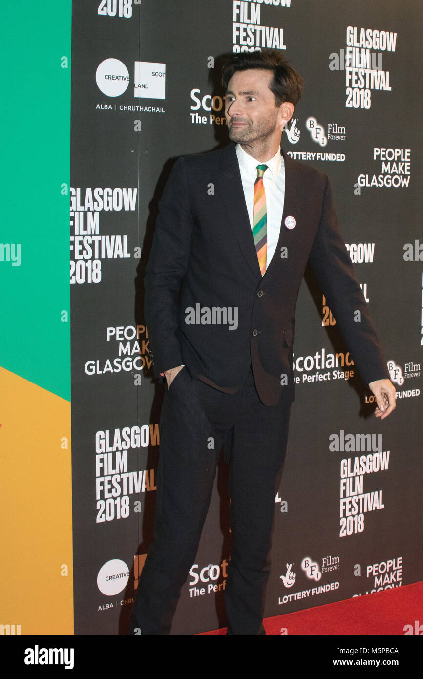Glasgow, Scotland, UK. 25th February, 2018. Actor, David Tennant on the red carpet at a photo call for the European film premiere of You, Me and Him, at the Glasgow Film Theatre (GFT), Scotland. You, Me and Him is 'a fizzy Bridget-Jones-style romp,' and co-starring are Faye Marsay and Lucy Punch. This screening is part of the Local Heroes strand at the Glasgow Film Festival 2018 (GFF), which runs until 4th March, 2018. Iain McGuinness / Alamy Live News Stock Photo