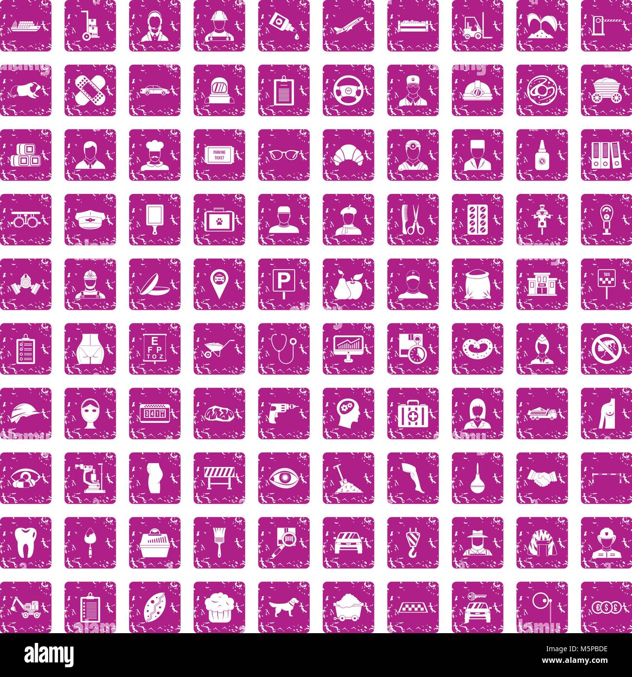 100 favorite work icons set grunge pink Stock Vector Image & Art - Alamy