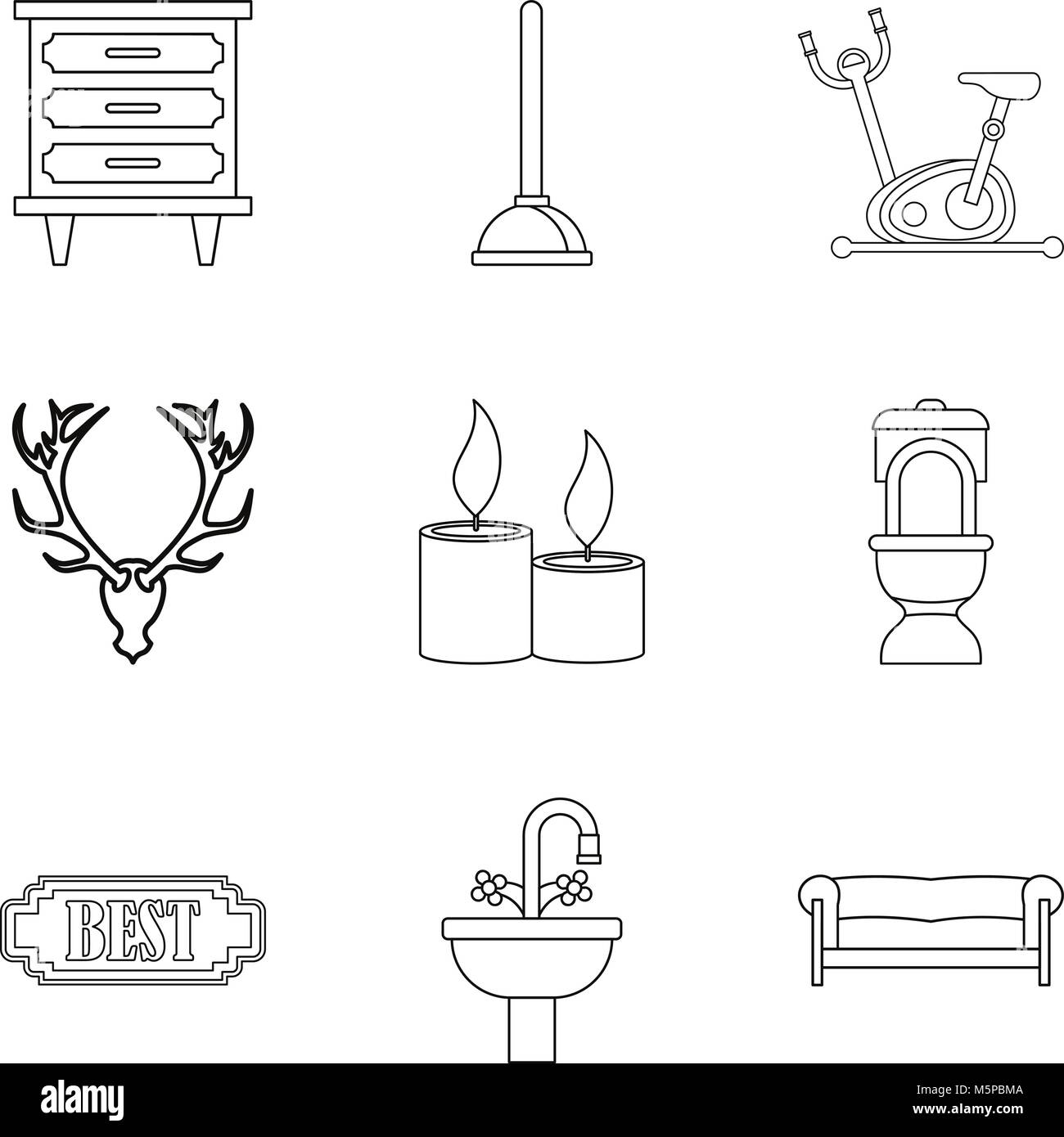 Room service icons set, outline style Stock Vector Image & Art - Alamy