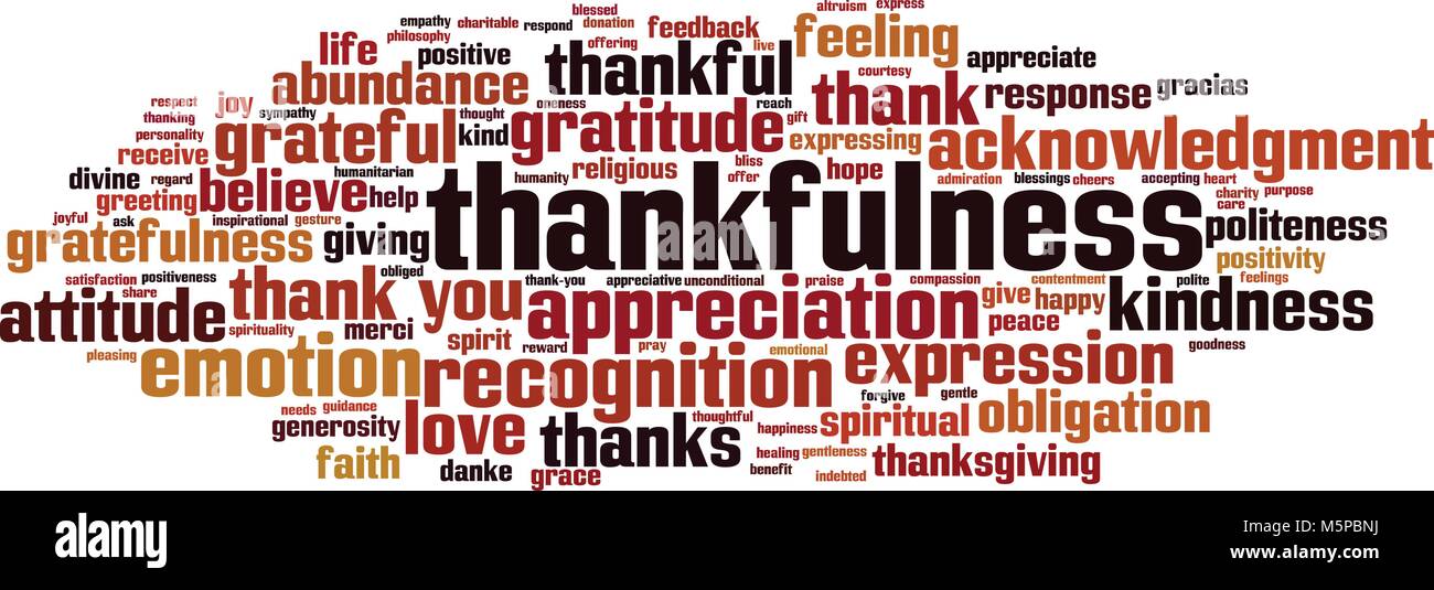 Thankfulness word cloud concept. Vector illustration Stock Vector Image