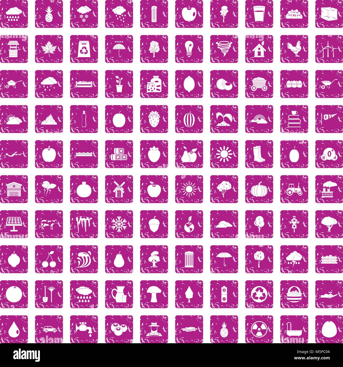 100 fruit icons set grunge pink Stock Vector Image & Art - Alamy