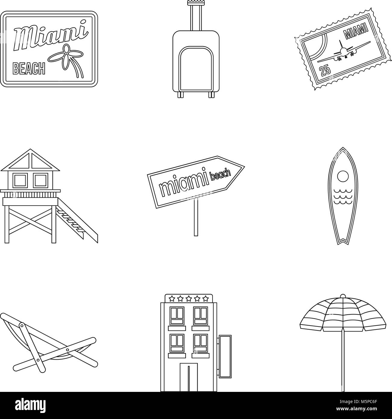 Water paradise icons set, outline style Stock Vector Image &amp; Art - Alamy
