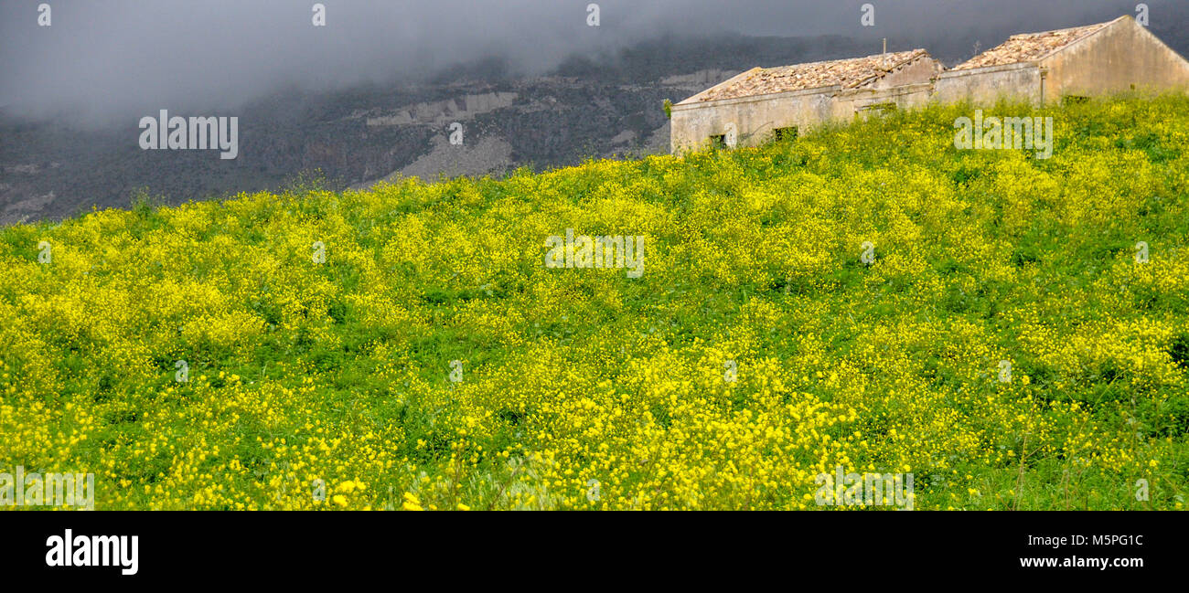 Stormy weather in the countryside of Sicily, Italy. Stock Photo