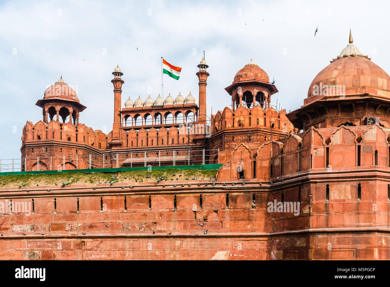 Red fort a mughal architecture made of sand stone at Delhi. A UNESCO world heritage site Stock Photo