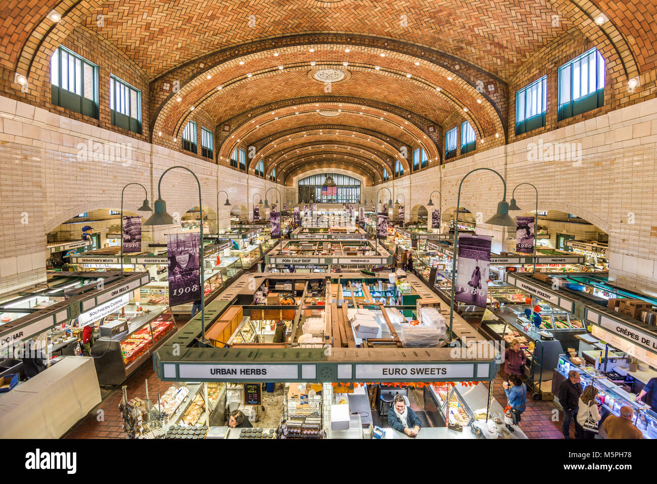 CLEVELAND, OHIO - OCTOBER 30, 2017: The West Side Market interior. It is considered the oldest operating market space in Cleveland. Stock Photo