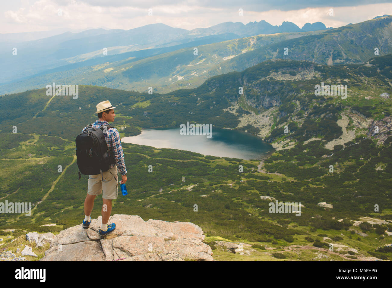 Traveler in the mountains Stock Photo