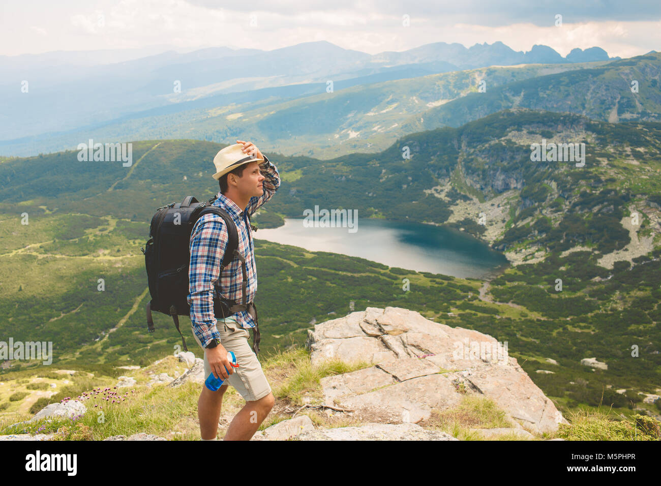 Traveler in the mountains Stock Photo