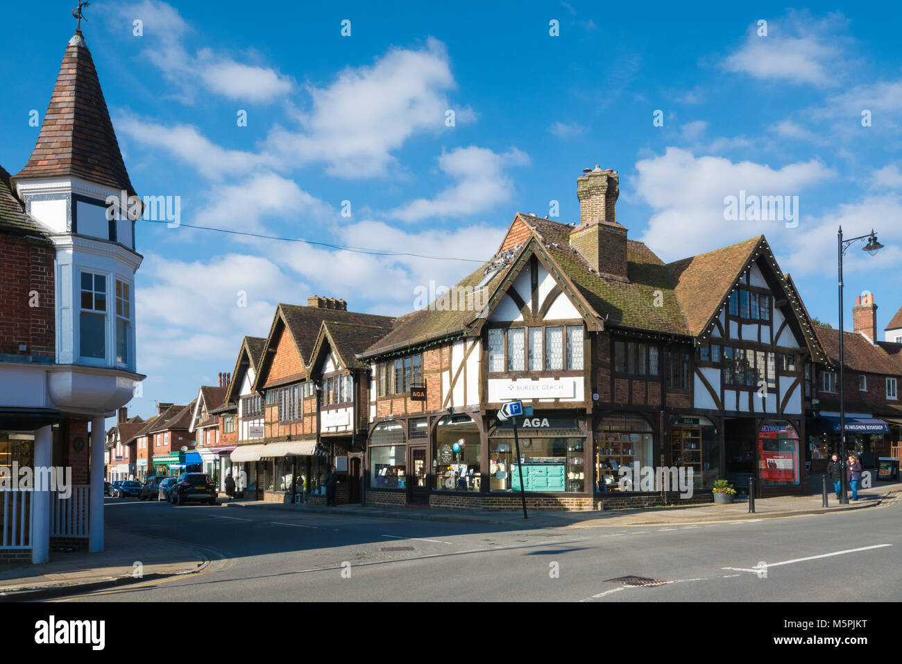 Corner of High Street and West Street in Haslemere town centre, Surrey, UK Stock Photo