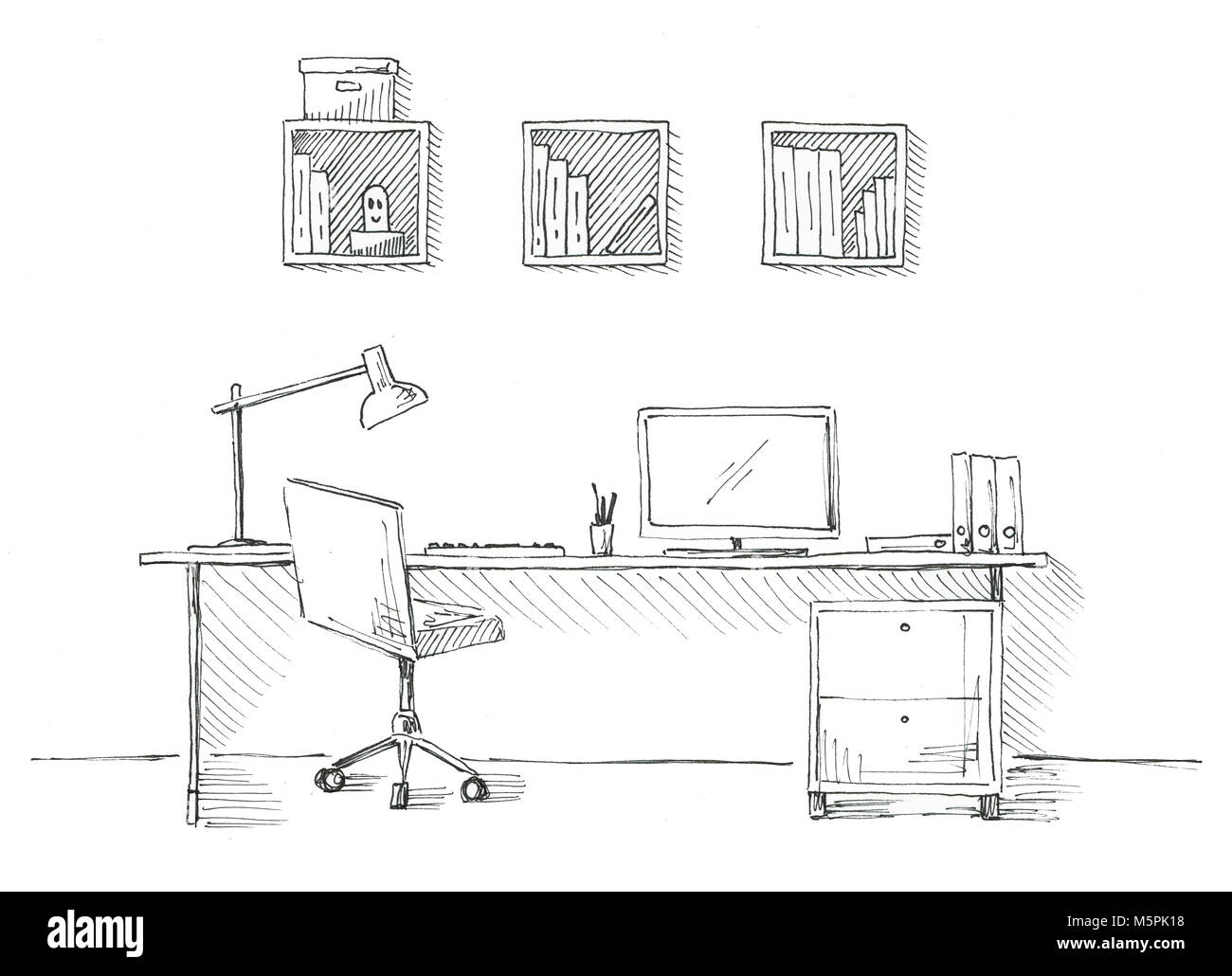 Update more than 154 office desk sketch - in.eteachers