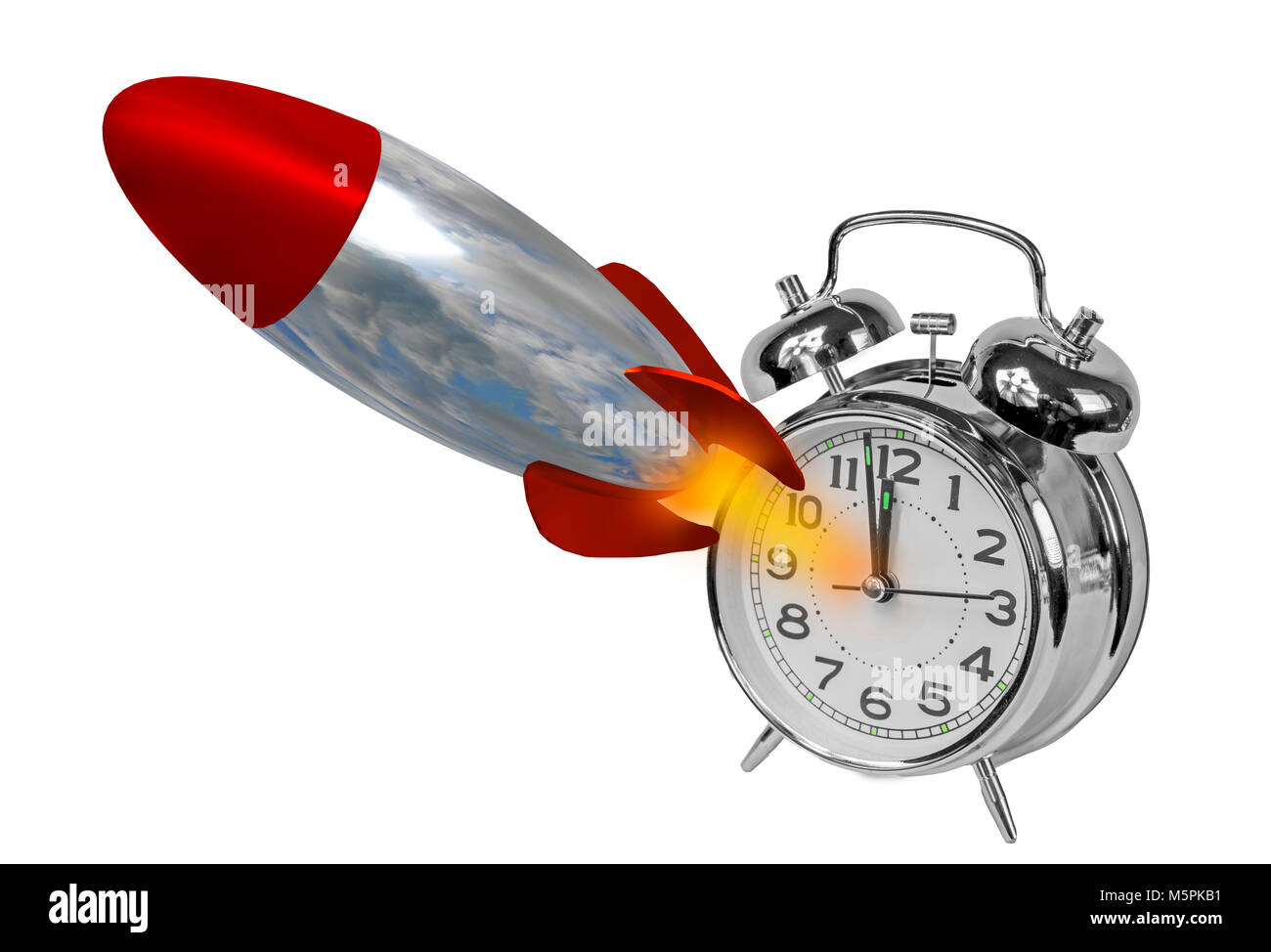 missile rocket time clock war, on time,5 minutes only - 3d rendering Stock Photo