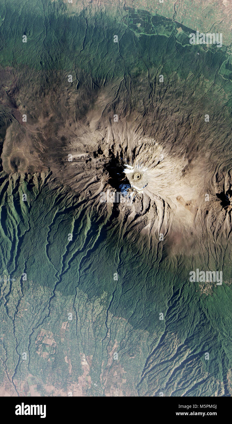 Aerial of Mount Kilimanjaro in Tanzania Stock Photo
