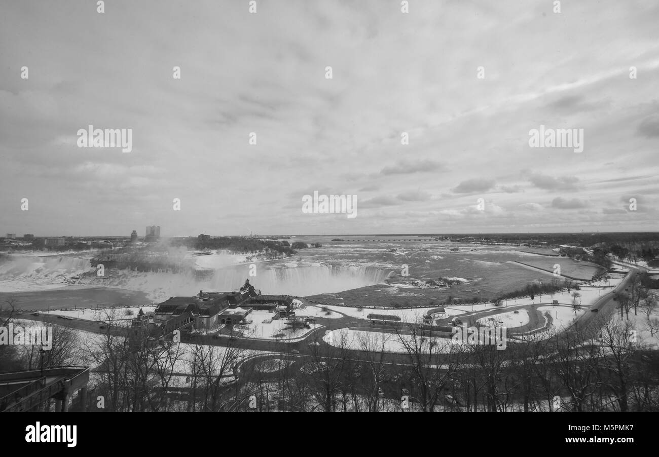 Niagara Falls Canadian Side in Black and White Stock Photo