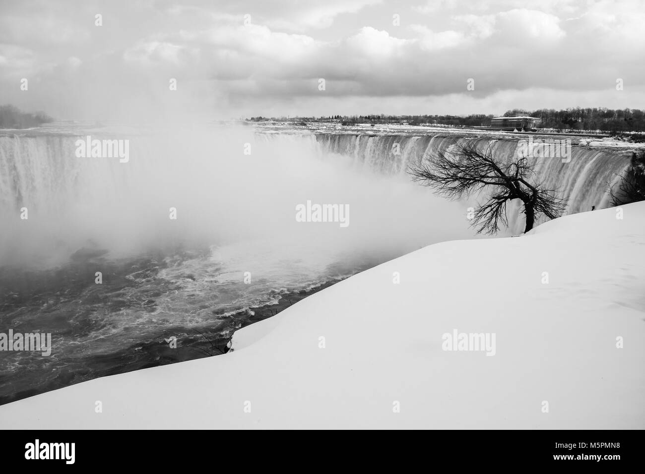 Niagara Falls Canadian Side in Black and White Stock Photo