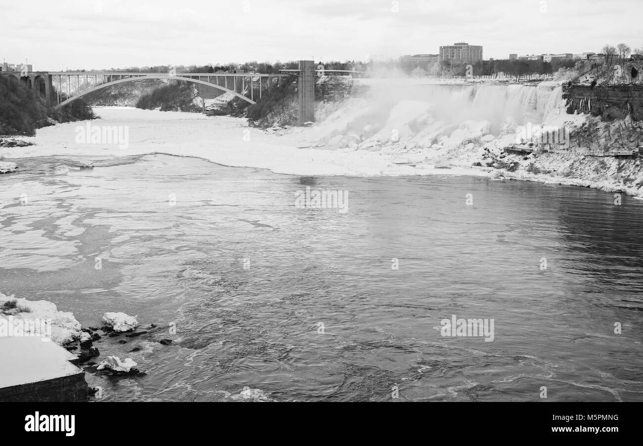 Niagara Falls Canadian Side in Black and White Stock Photo