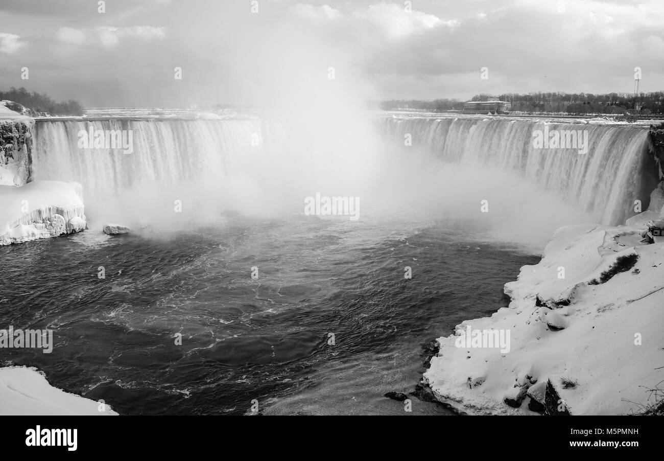 Niagara Falls Canadian Side in Black and White Stock Photo