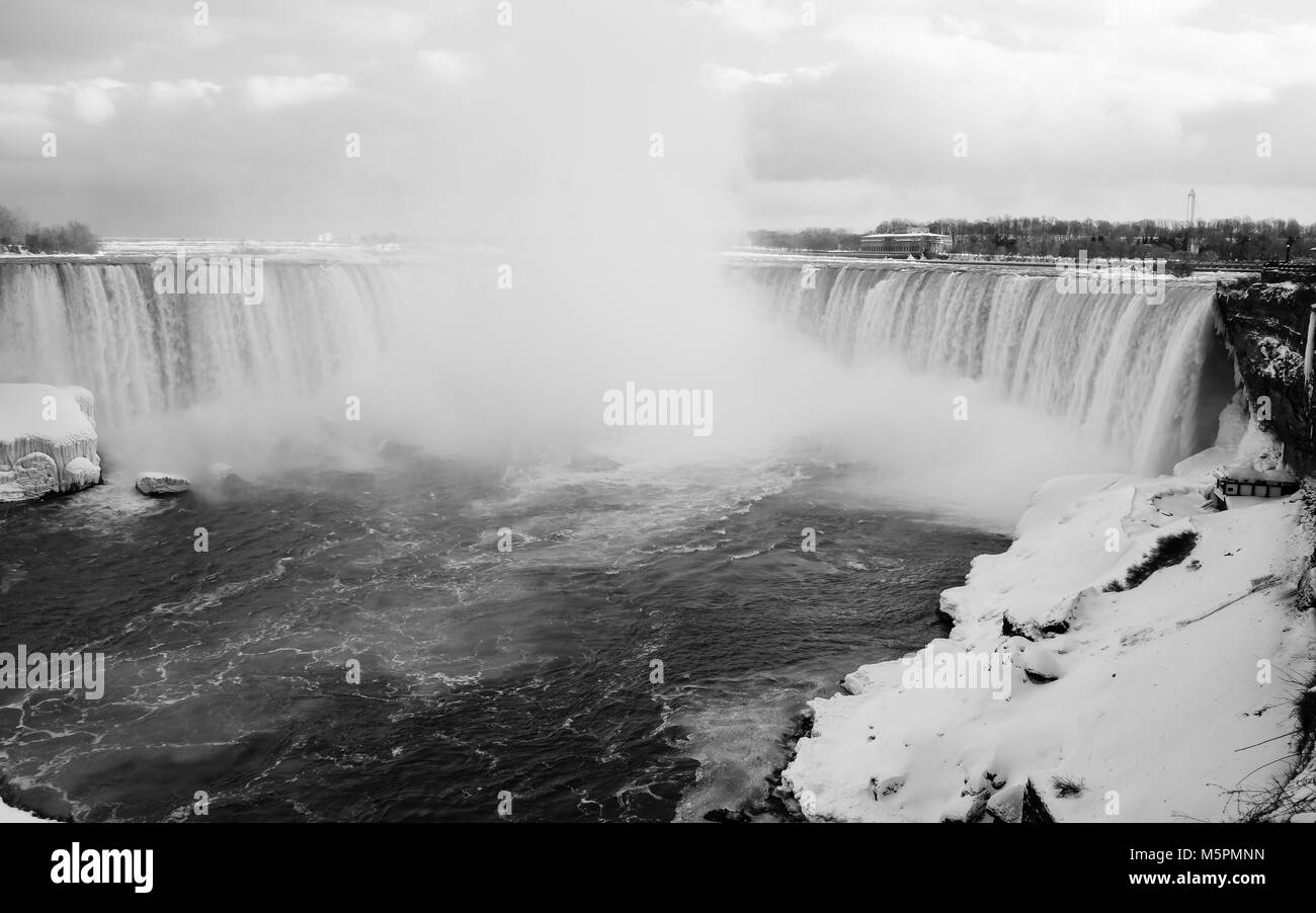 Niagara Falls Canadian Side in Black and White Stock Photo