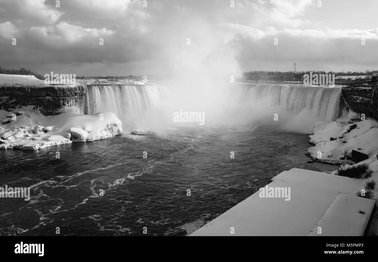 Niagara Falls Canadian Side in Black and White Stock Photo