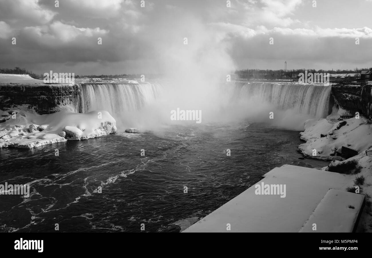 Niagara Falls Canadian Side in Black and White Stock Photo