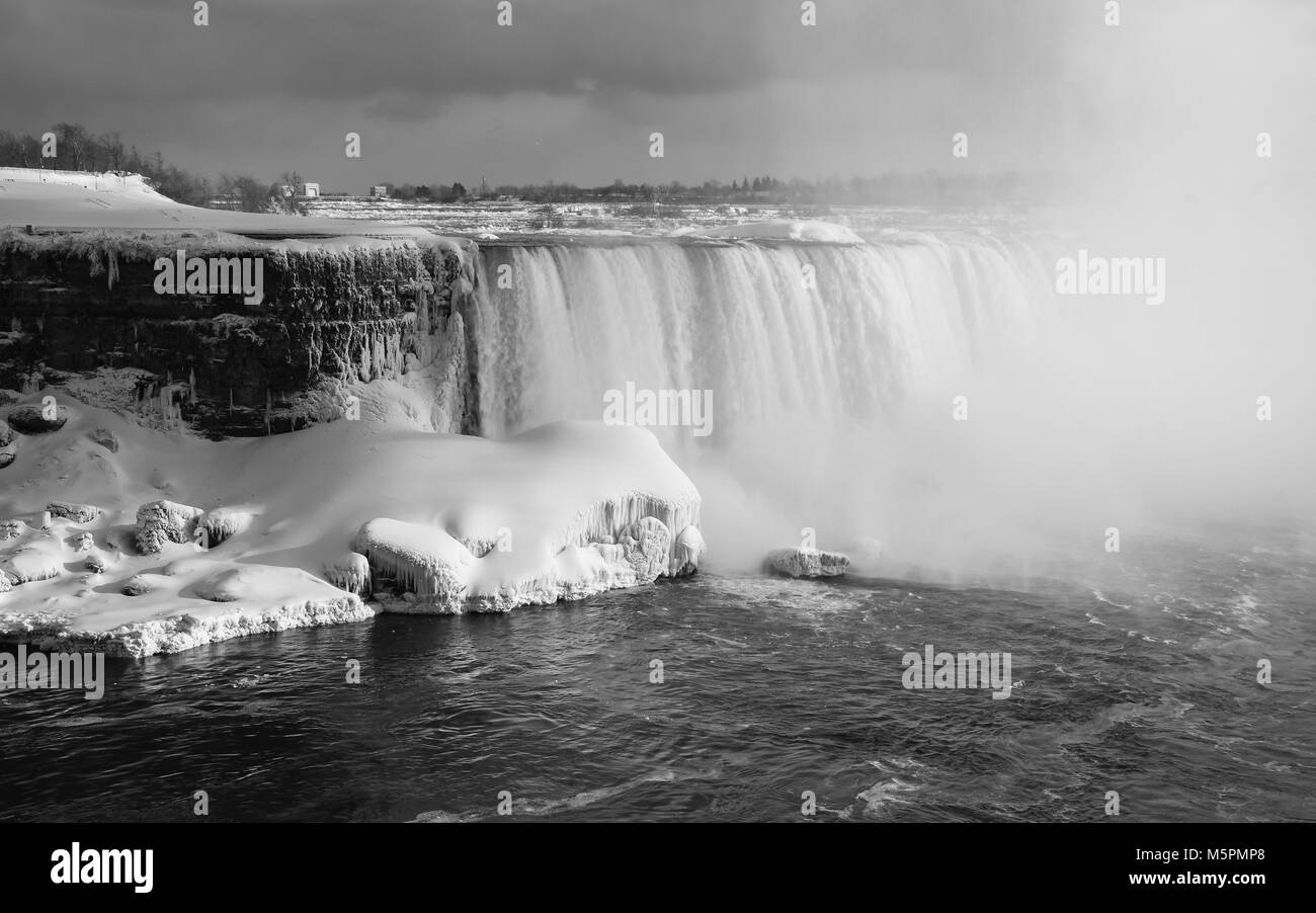 Niagara Falls Canadian Side in Black and White Stock Photo