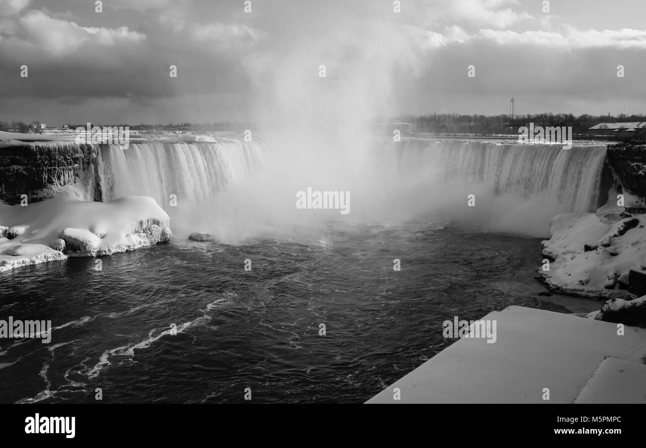 Niagara Falls Canadian Side in Black and White Stock Photo