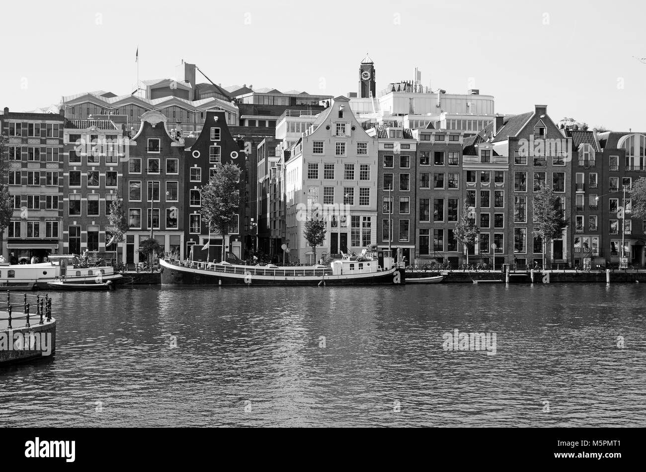 Black and white Amsterdam cityscape Stock Photo