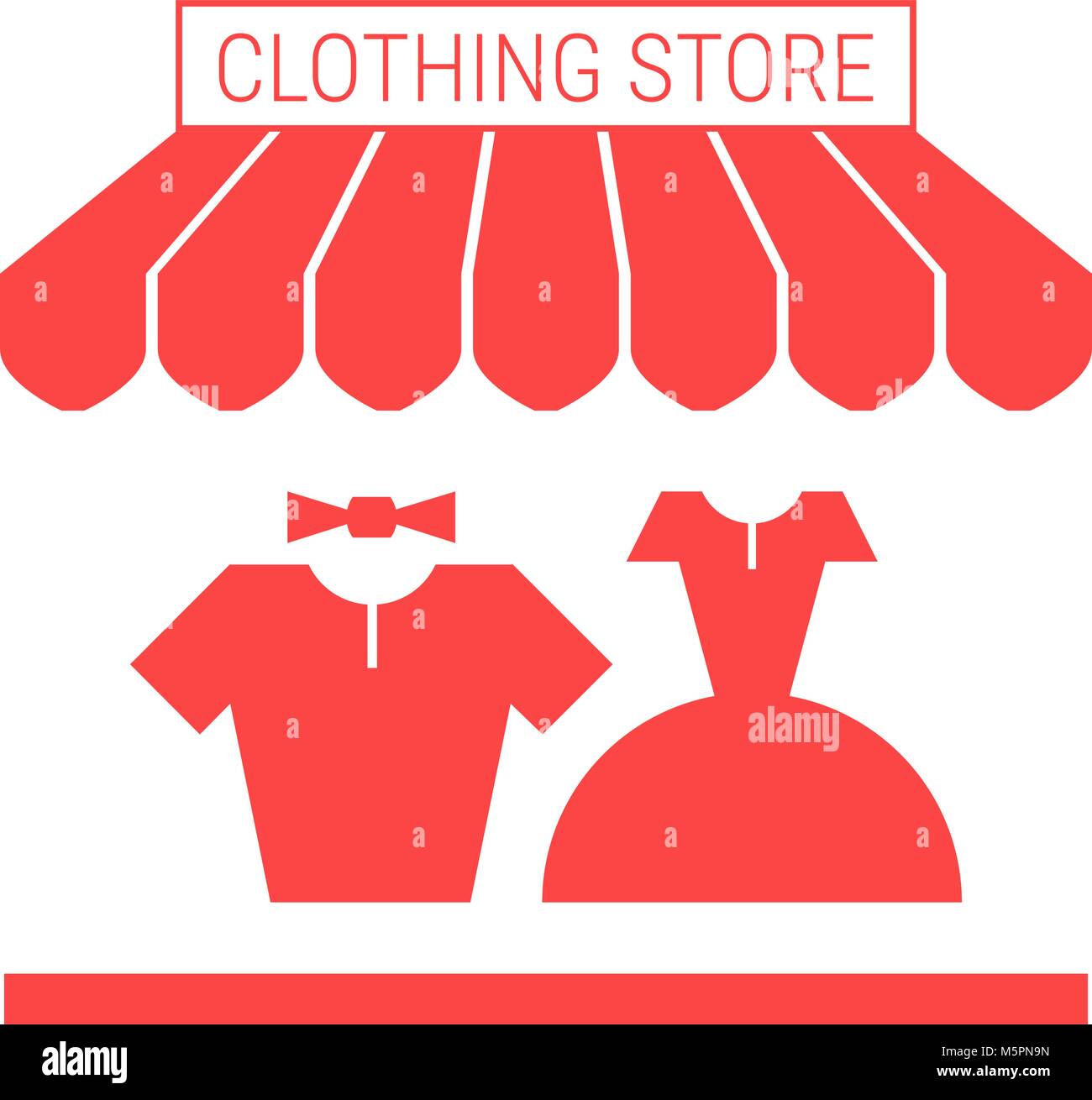 Clothing Store, Haberdashery Shop Single Flat Icon. Striped Awning and