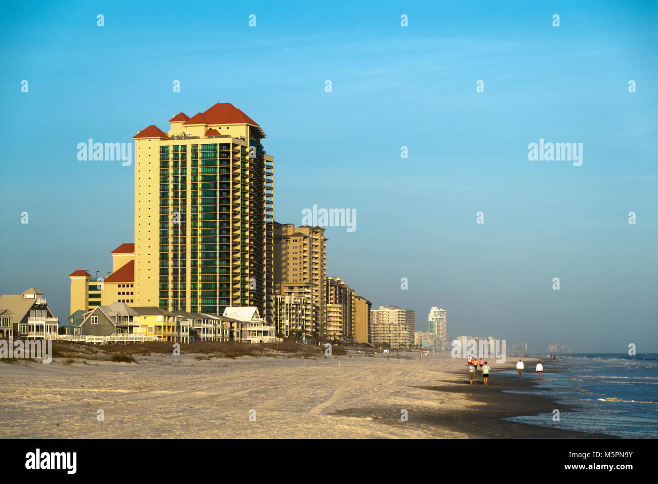 Condominiums on the beach at Orange Beach, Alabama in winter. Stock Photo