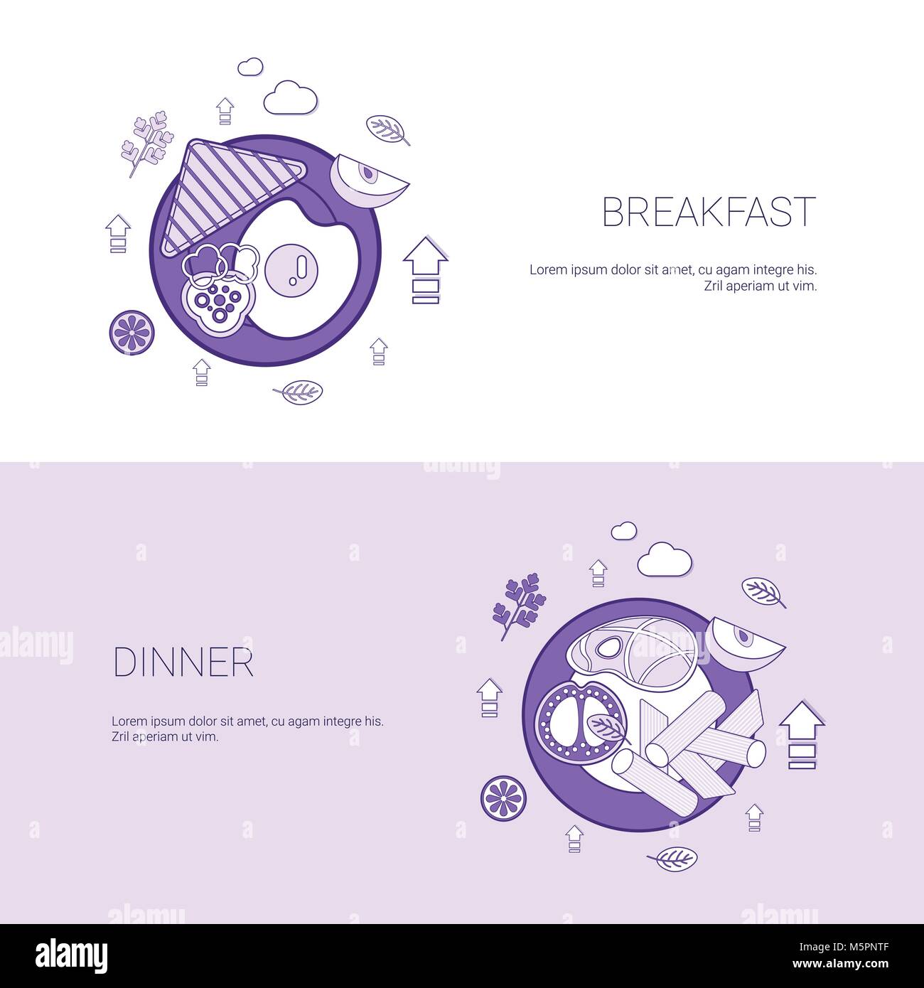 Breakfast And Dinner Meal Concept Template Web Banner With Copy Space ...