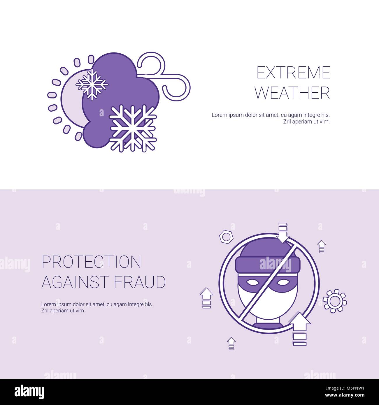 Extreme Weater And Protection Against Fraud Concept Template Web Banner With Copy Space Stock Vector
