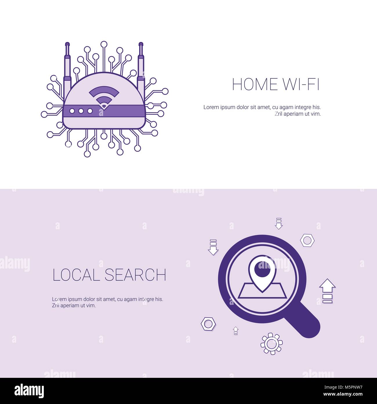 Home Wifi And Local Search Concept Template Web Banner With Copy Space Stock Vector