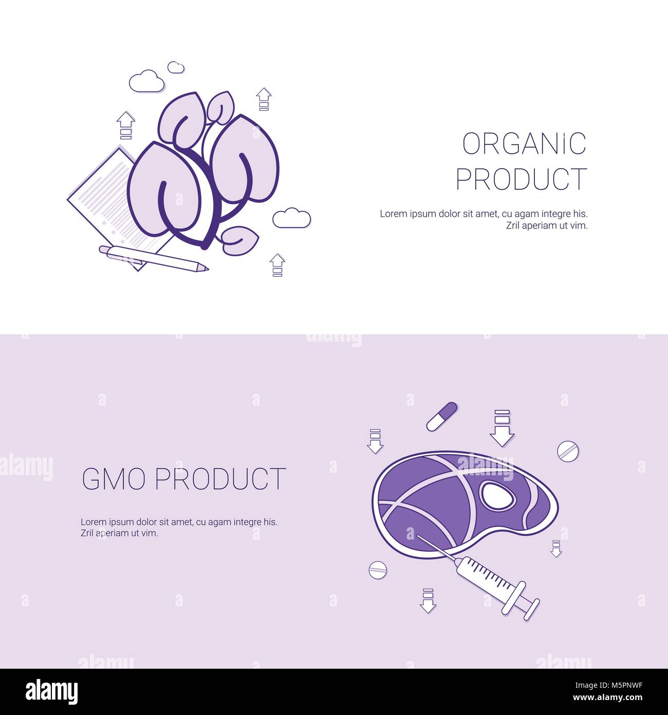 Organic And Gmo Product Concept Template Web Banner With Copy