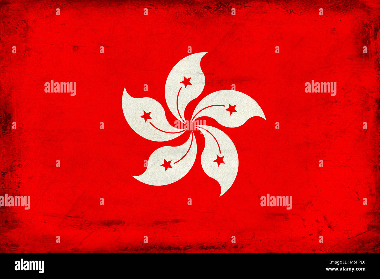 Vintage Hong Kong flag background Stock Photo