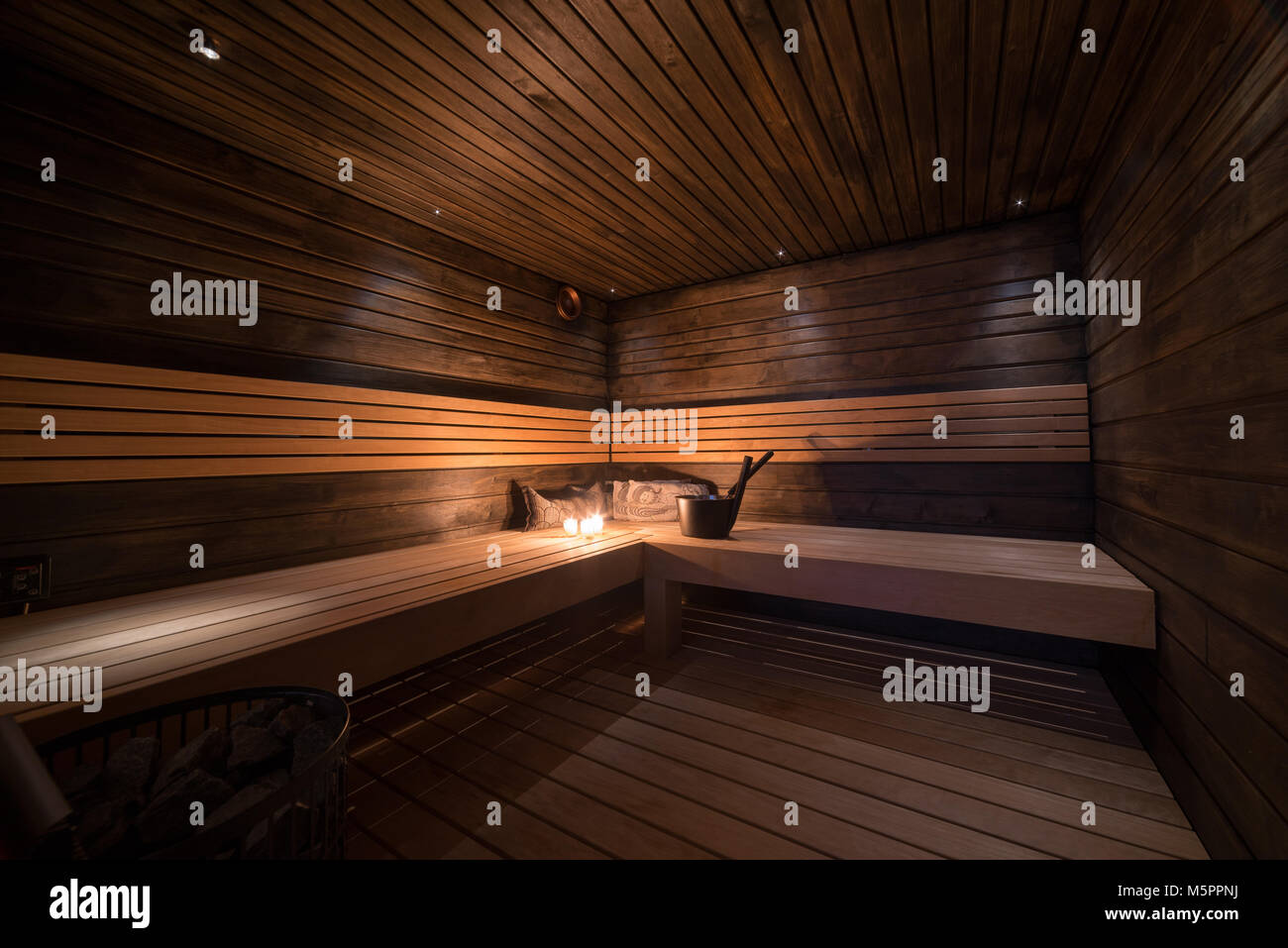 Picture of Modern Finnish Sauna Room Stock Photo - Alamy