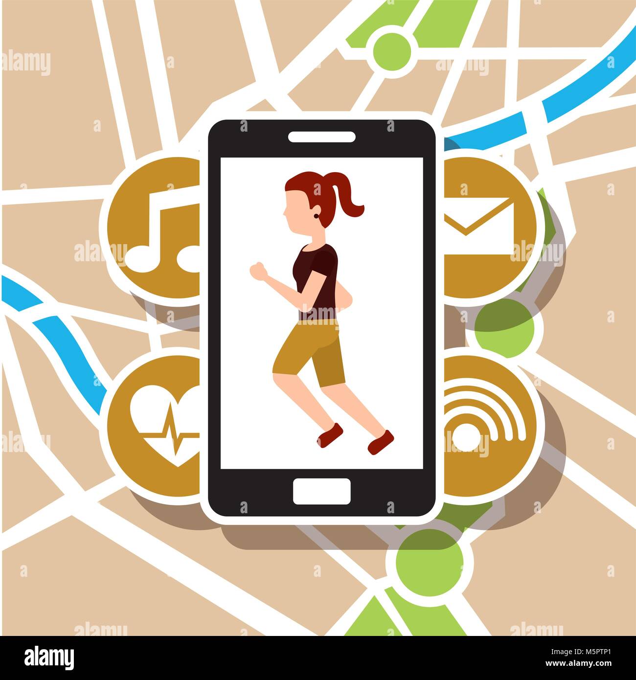 smartphone app navigation with woman running Stock Vector Image & Art Alamy