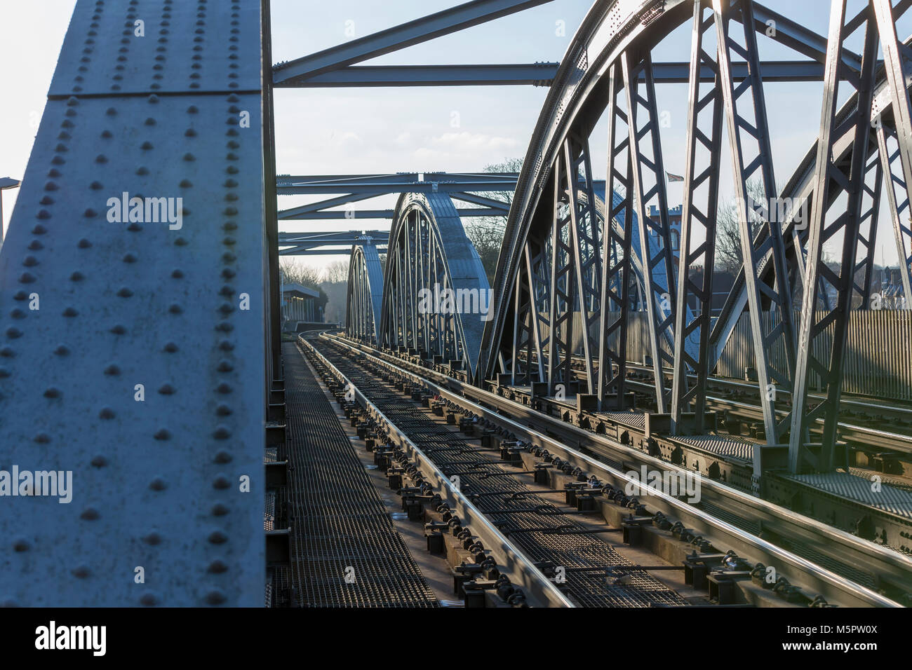 Detail of Barnes Railway Bridge. over the River Thames, London, UK Stock Photo