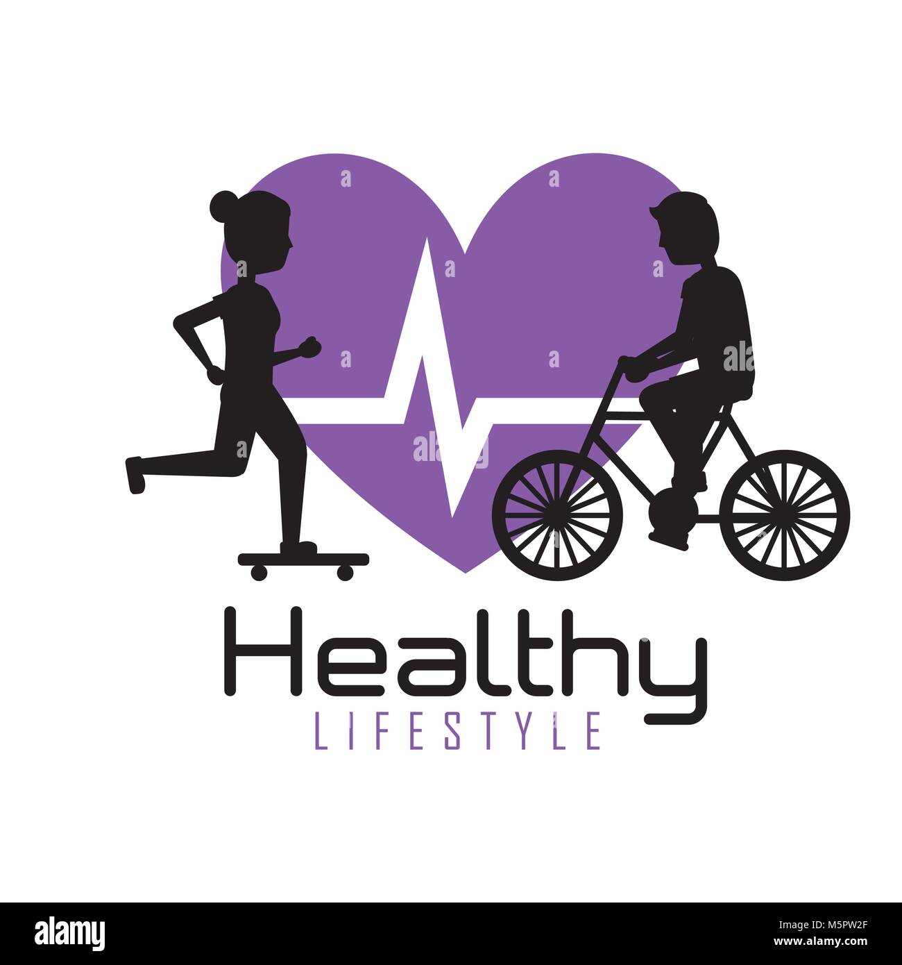 healthy lifestyle people training exercise heartbeat Stock Vector Image ...
