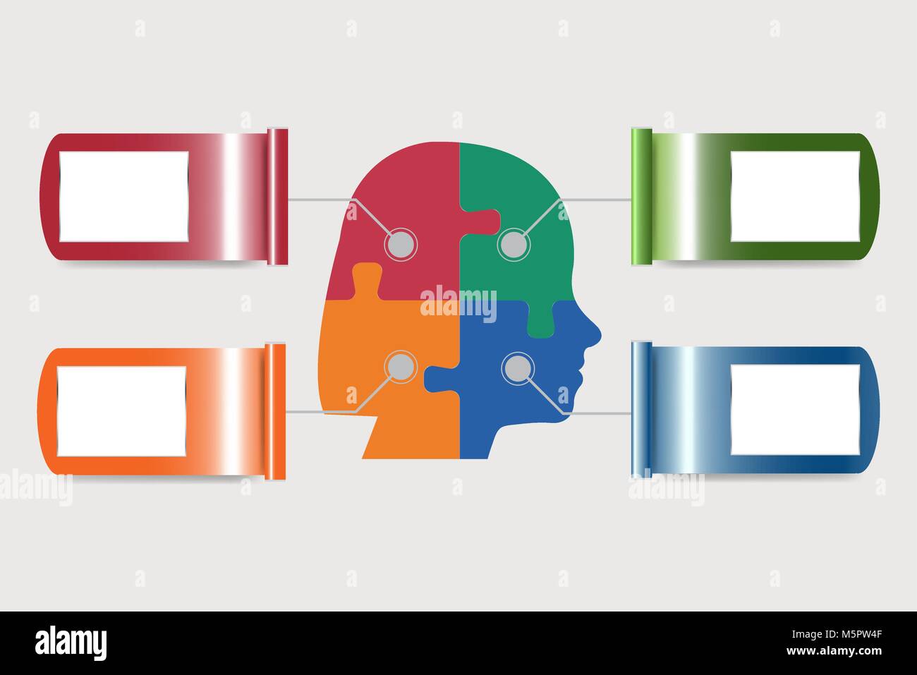 The woman's head silhouette of puzzle pieces surrounded by colorful ...