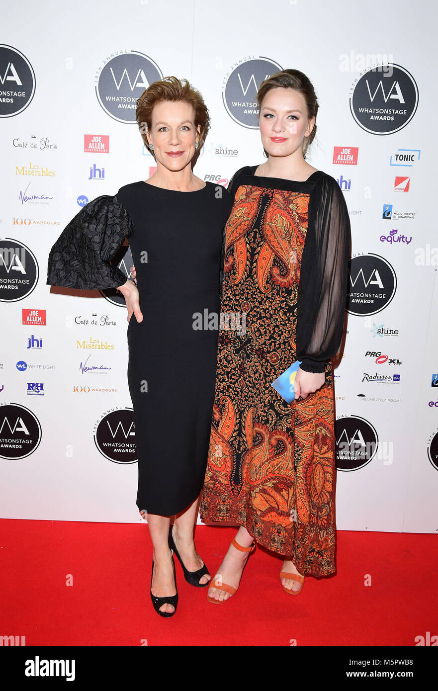 Juliet Stevenson And Her Daughter Rosalind Attend The Whatsonstage Awards At The Prince Of Wales Theatre London Stock Photo Alamy