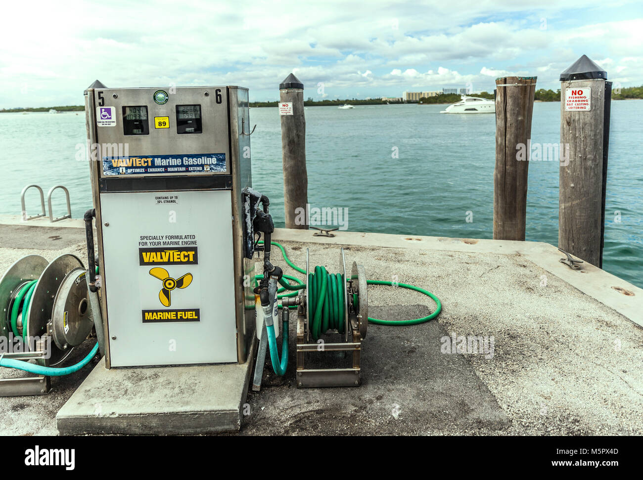 Petrol pump at Bill Bird Marina, Haulover Park, Miami, Florida, USA. Stock Photo