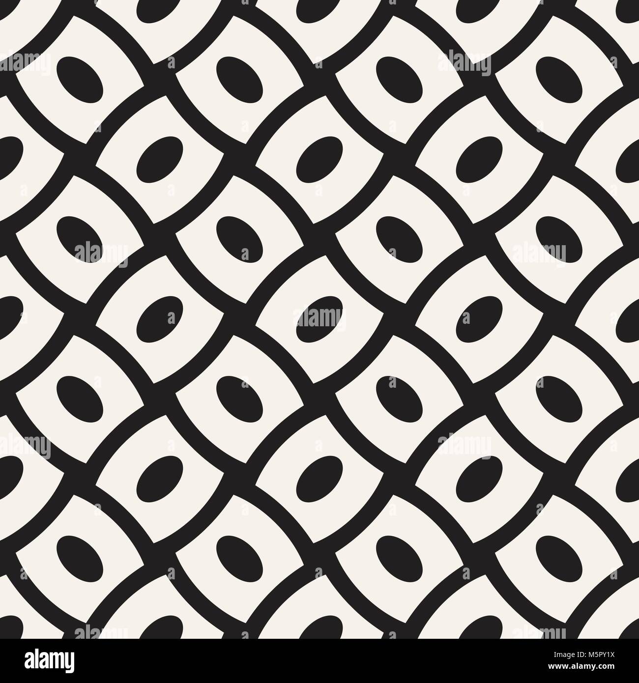 Vector geometric seamless pattern with curved shapes grid. Abstract ...