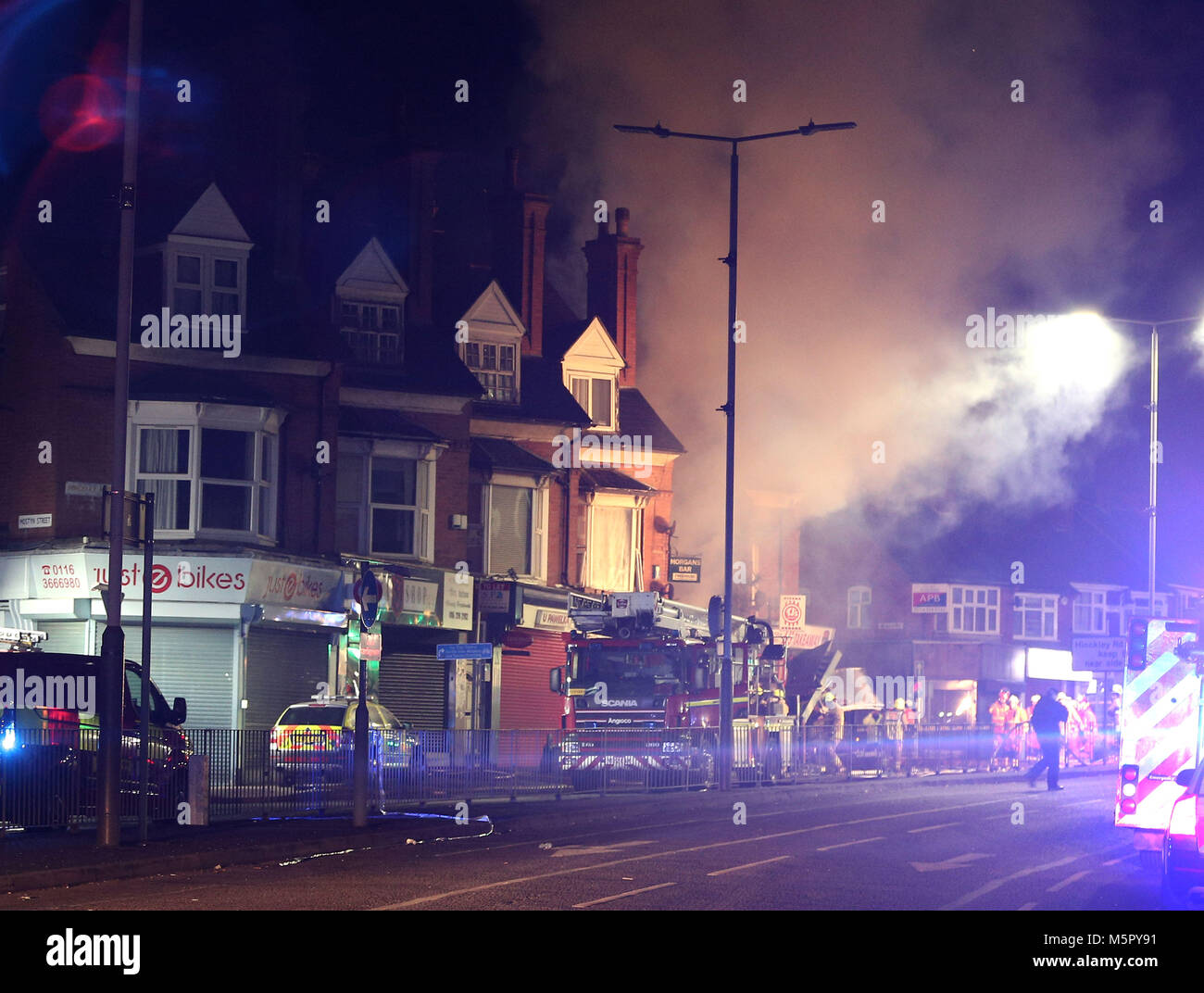 The scene on Hinckley Road in Leicester, after a major incident was