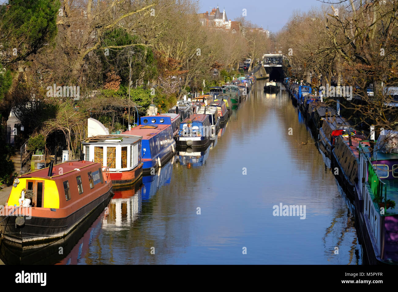 Little Venice, houseboats on a canal, London, United Kingdom Stock Photo